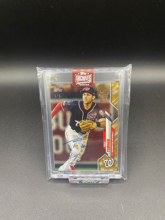 Trea Turner Topps Archives Signature Series Certified On Card Autograph 2023 1/1 Series One 214