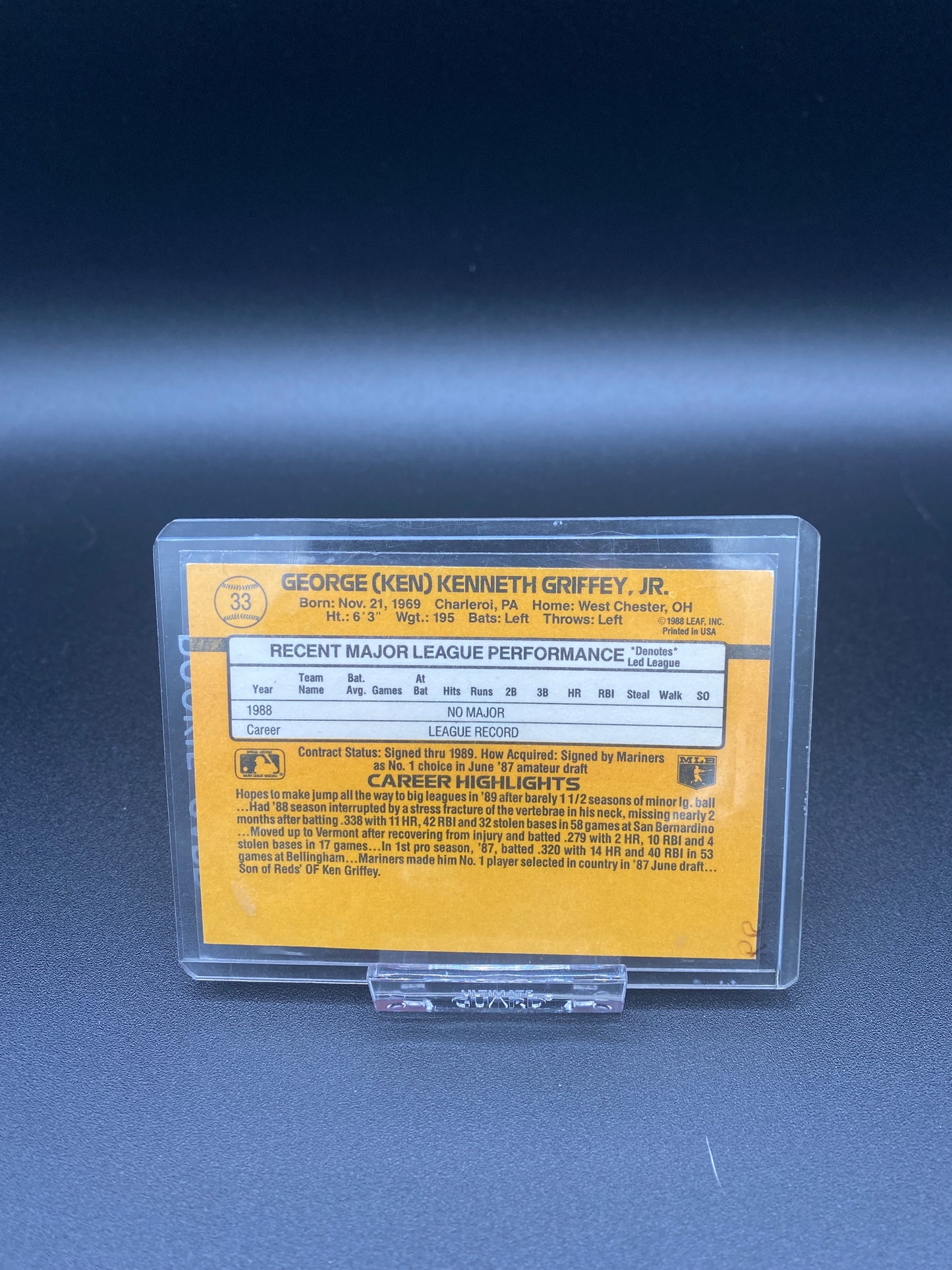 Ken Griffey Jr Donruss '89 Rated Rookie Card