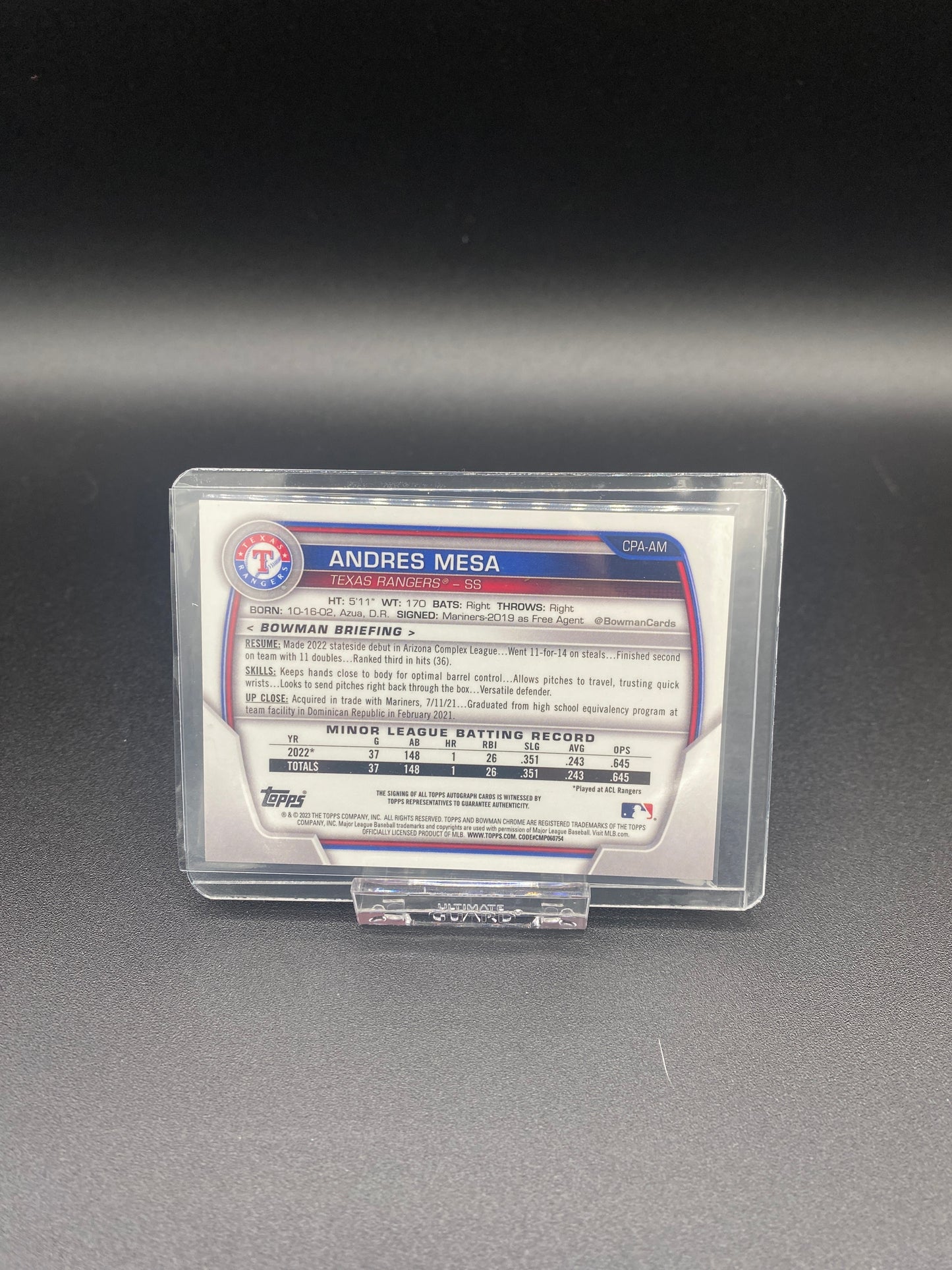 Andres Mesa 1st Bowman Chrome Autograph