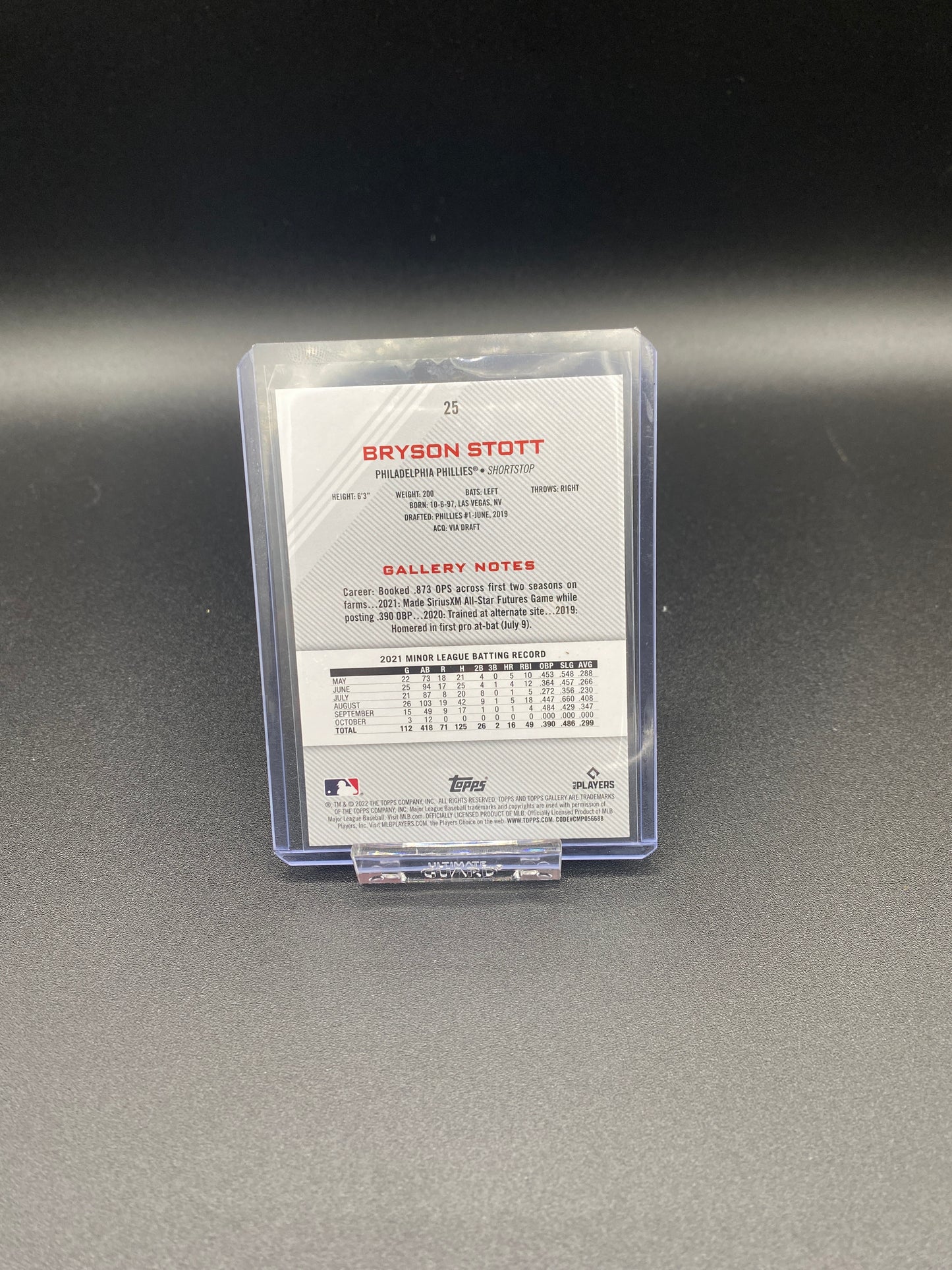 Bryson Stott Topps Gallery Chrome Rookie Card