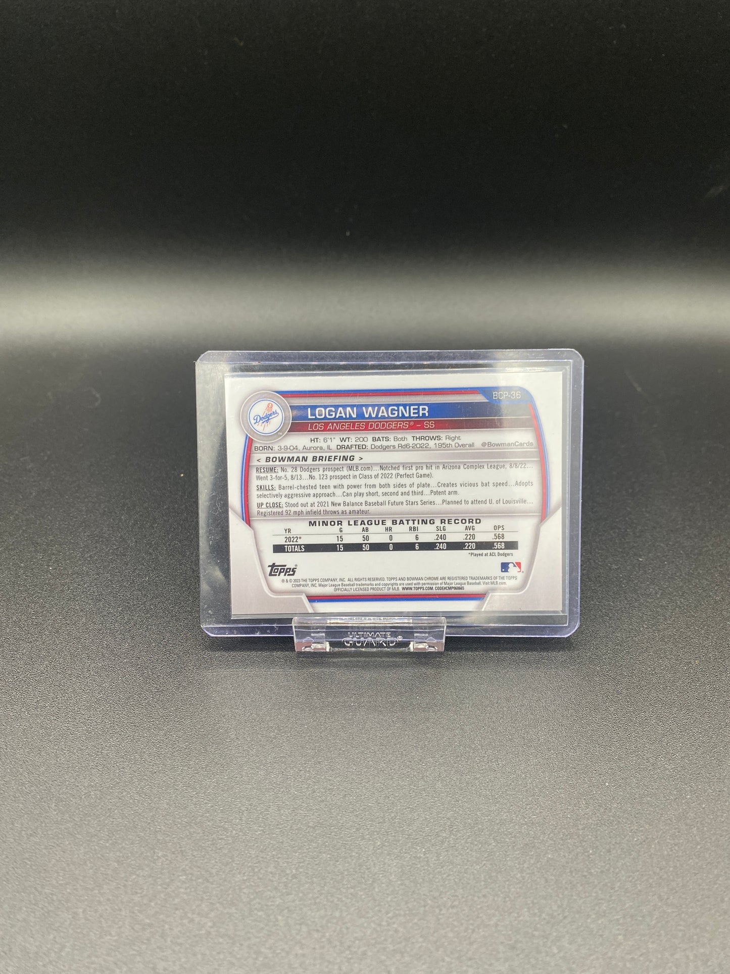 Logan Wagner 1st Bowman Chrome Yellow Refactor 26/75