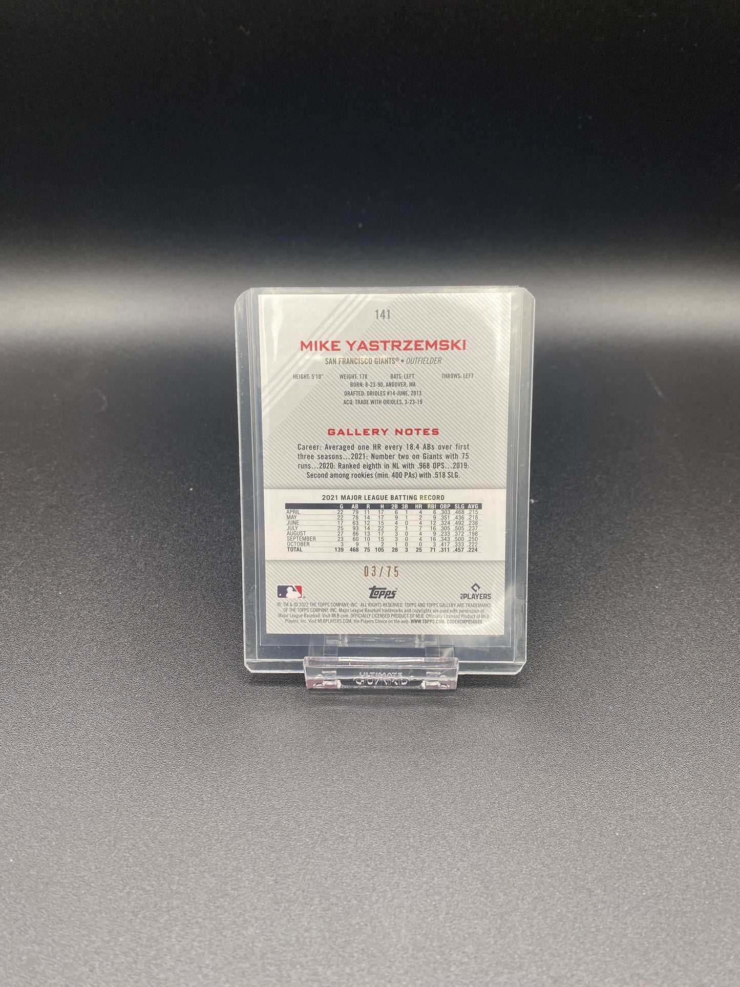 Mike Yastrzemski Topps Gallery Blue 3/75