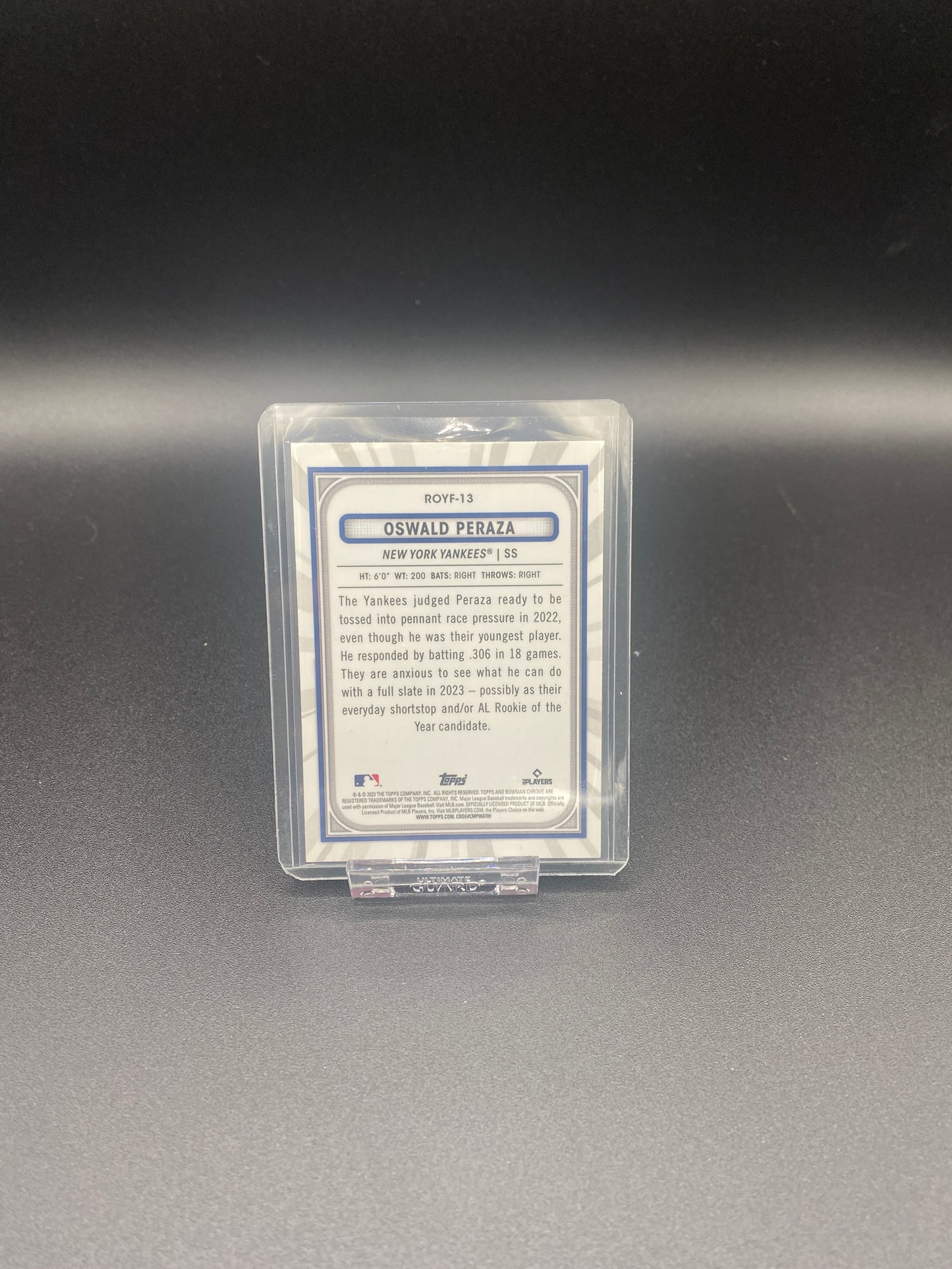 Oswald Peraza Bowman Chrome Rookie of the Year Favorites RC