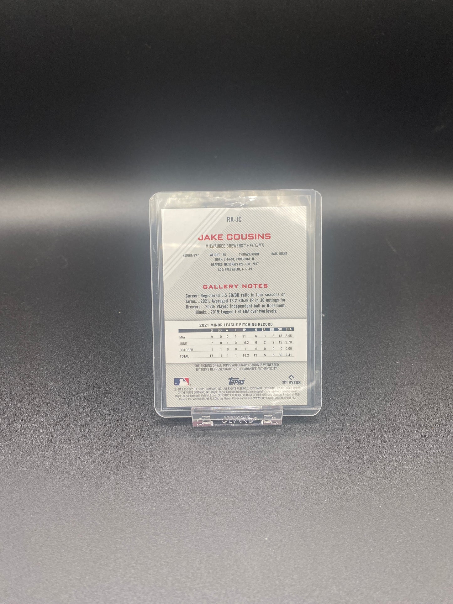 Jake Cousins Topps Gallery Autograph Rookie Card