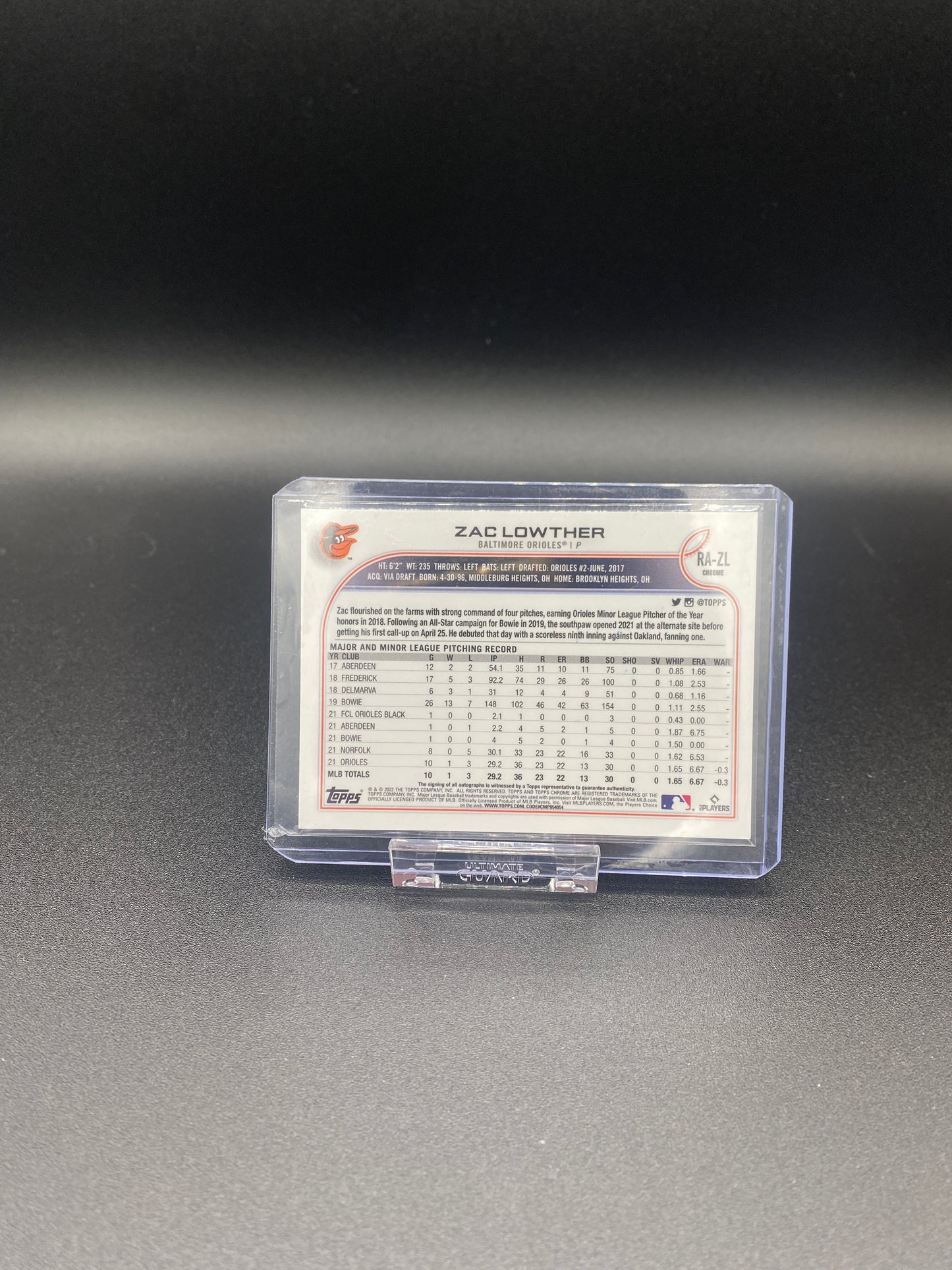 Zac Lowther Topps Chrome Rookie Autograph