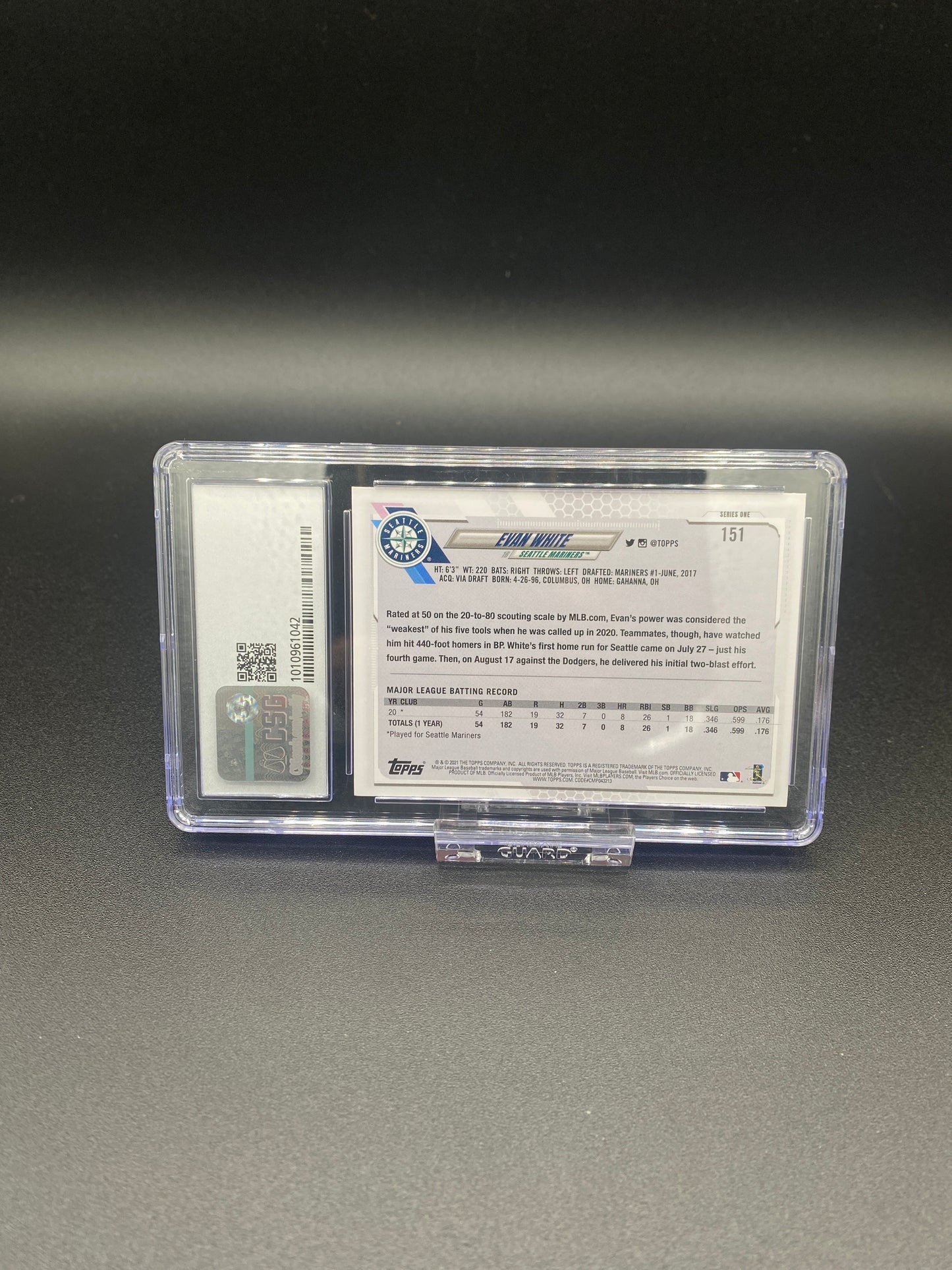 Evan White Topps 2021 Rookie Card CSG NM/Mint 8