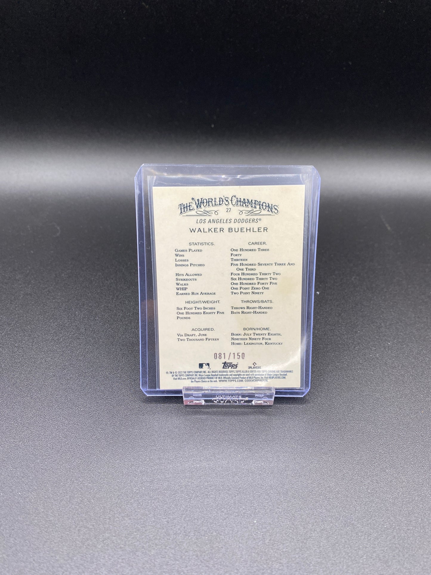 Walker Buehler Topps Chrome Allen & Ginter 2022 Blue Refactor 81/150