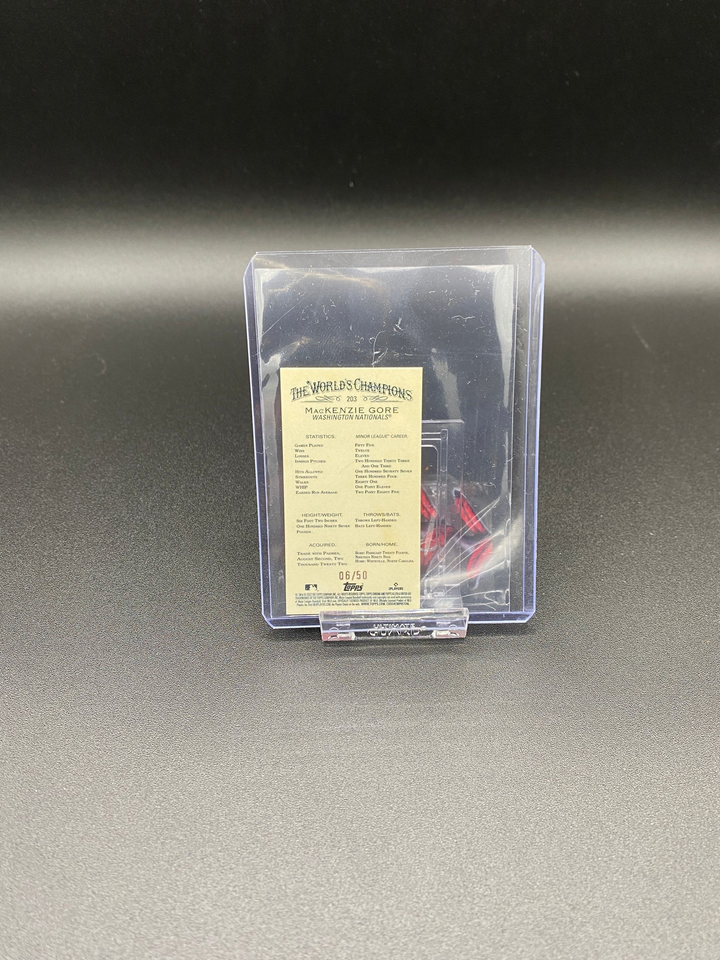 Mackenzie Gore Topps Chrome Allen & Ginter 2022 Mini Gold Refactor Rookie Card 6/50