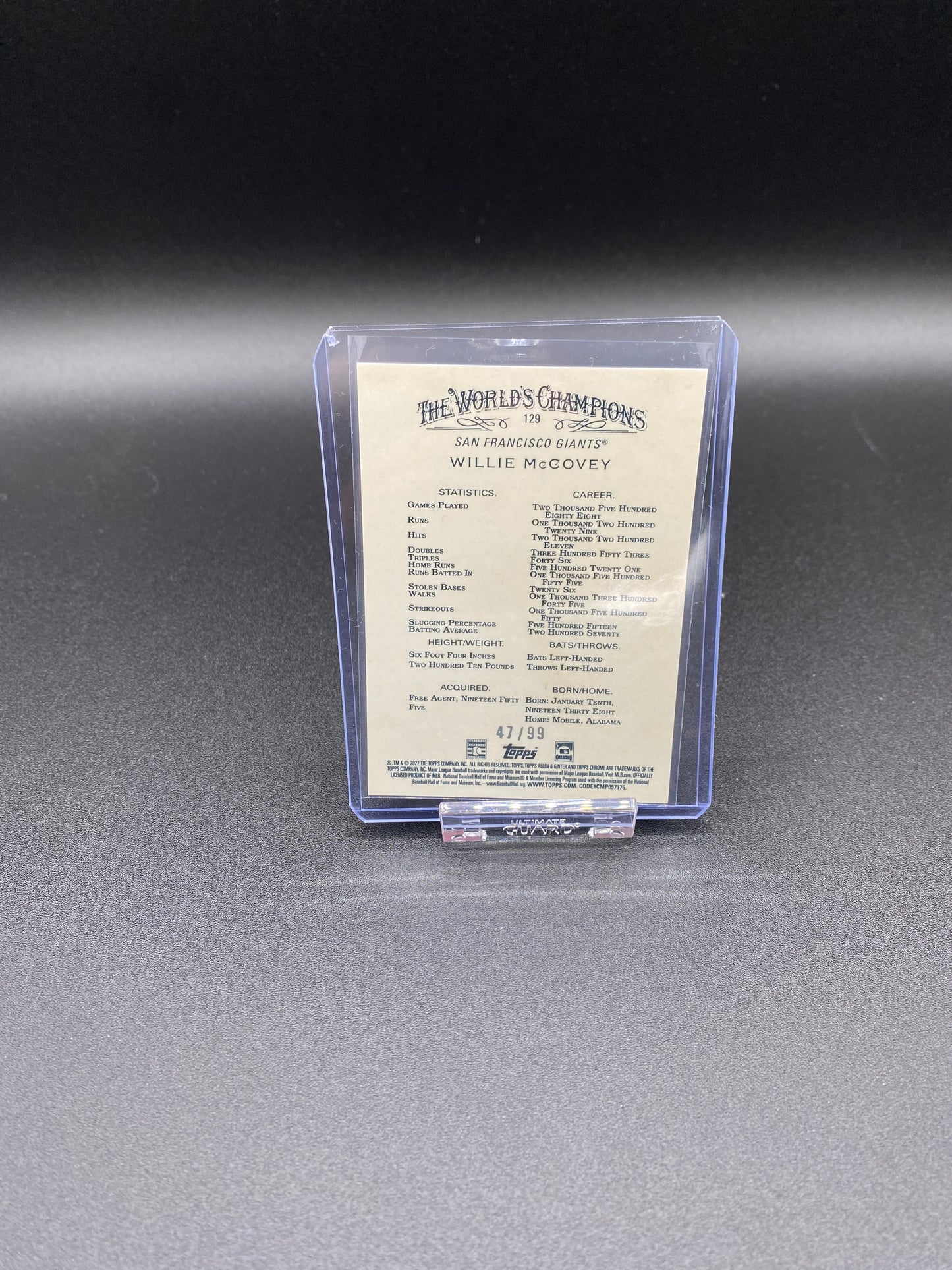 Willie McCovey Topps Chrome Allen & Ginter 2022 Green 47/99