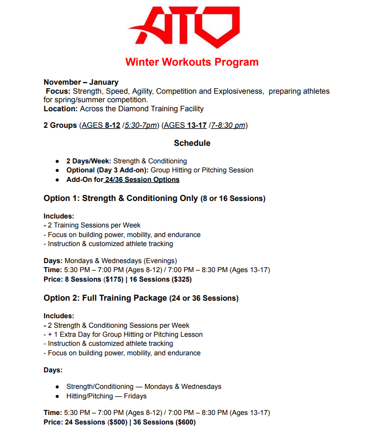 ATD's 1ST ANNUAL WINTER WORKOUTS